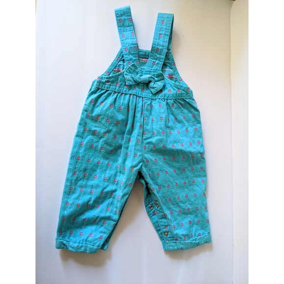 Vintage Oshkosh b'gosh Baby Overall romper Flower Cloth 12 months Made In USA - Picture 2 of 10